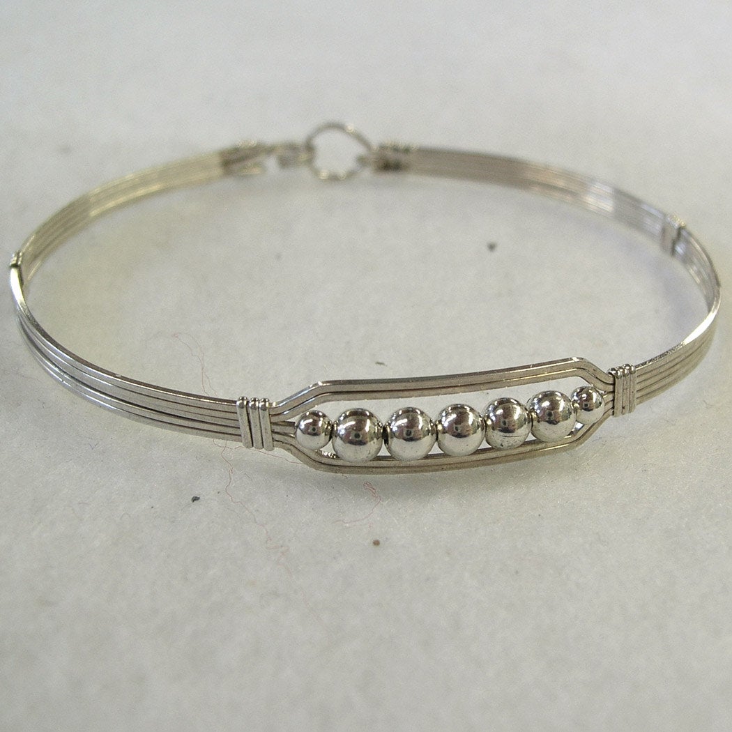 5 Little Beads Sterling Silver Beads Wire Wrapped Bracelet