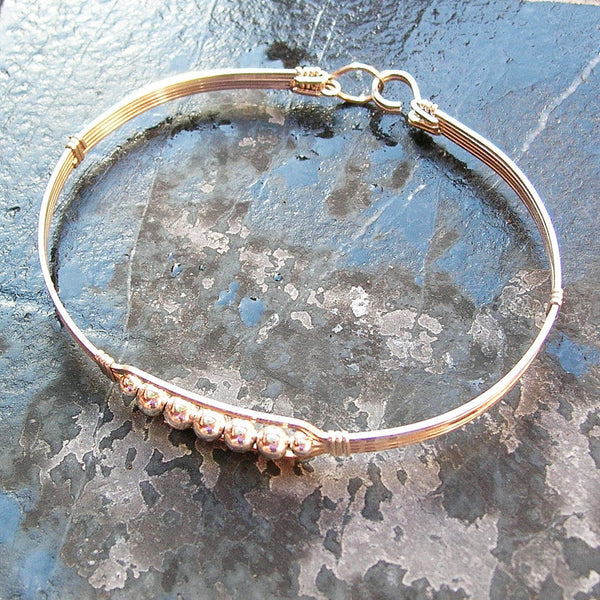 5 Little Beads Sterling Silver Beads Wire Wrapped Bracelet