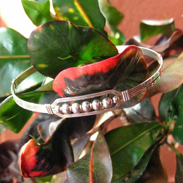 5 Little Beads Sterling Silver Beads Wire Wrapped Bracelet