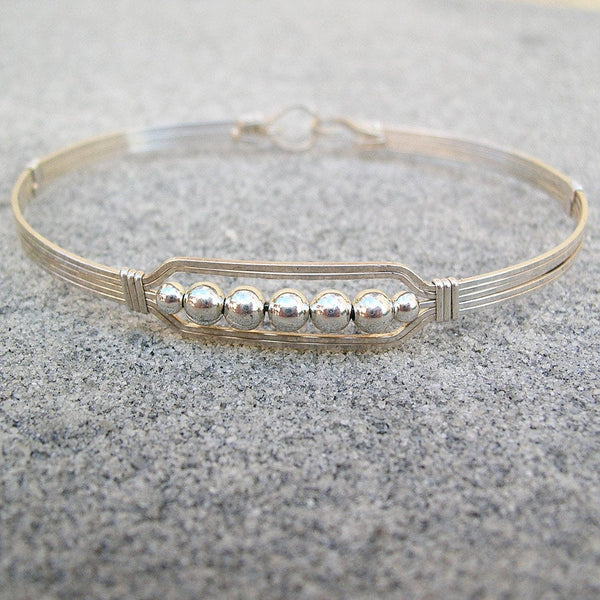 5 Little Beads Sterling Silver Beads Wire Wrapped Bracelet
