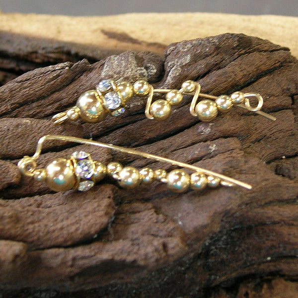 Gold Filled Fancy Beads Ear Crawlers - Ear Sweep 10