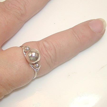 3-Bead Sterling Silver Twist Wire Ring