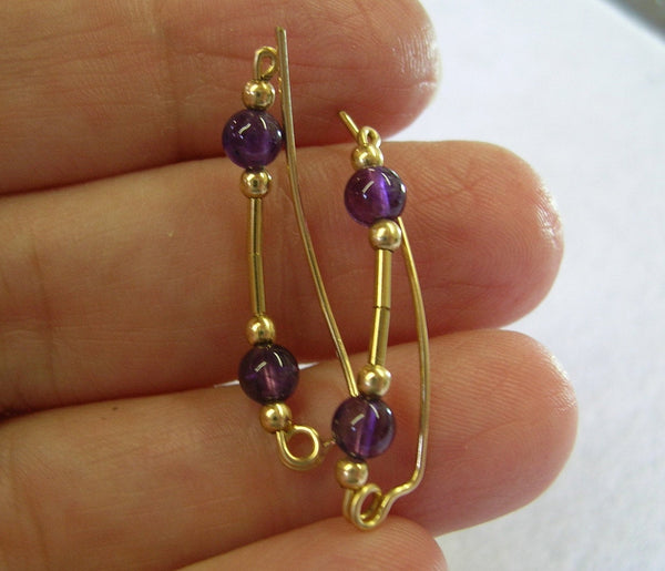 Simple Amethyst Beads Ear Sweeps - Ear Sweep 27